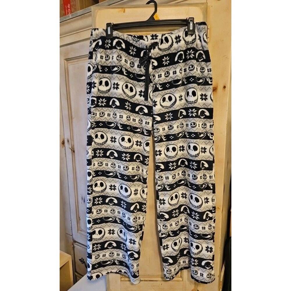 Nightmare Before Christmas Jack Skellington Striped Fleece Pajama Pants Wm Lg